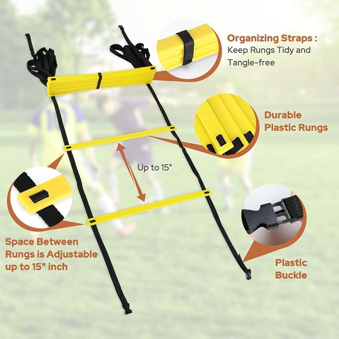 Agility Ladder – 12 Rung, 20 ft Speed Training Ladder with Carrying Bag