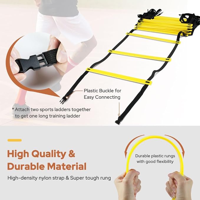 Agility Ladder – 12 Rung, 20 ft Speed Training Ladder with Carrying Bag
