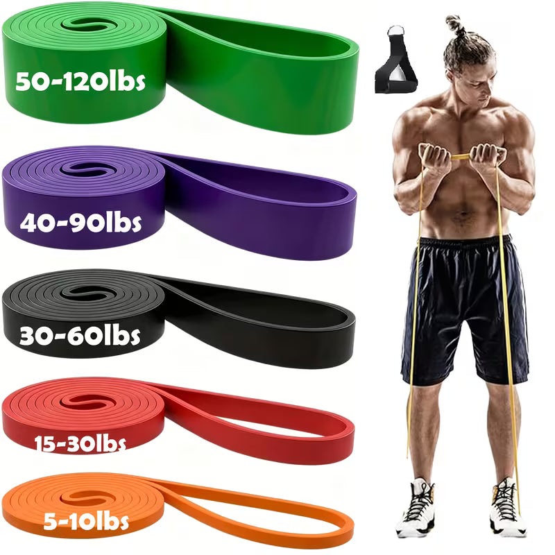 Color Band Levels Pull-Up Assist Resistance Bands Set – 5 Levels for Workouts & Stretchi ...
